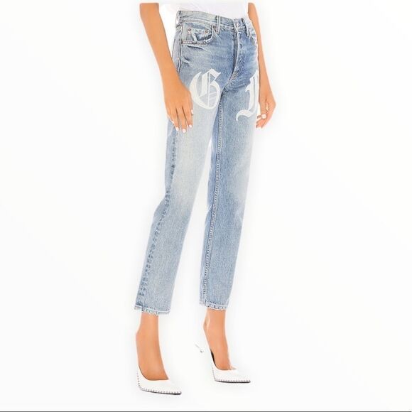 NWT! GRLFRND Denim Helena Jeans In City Rocker - Embroidered Logo, Button Fly - Picture 2 of 12